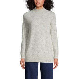 Women's 100% Cashmere Sweater Tunic Mock Neck Ivory Cream Beige size PM MP PS SP